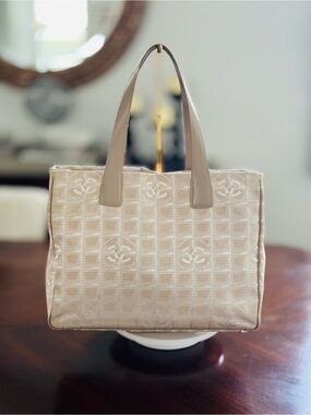 Chanel Beige Travel Line Tote Bag – CC Monogram